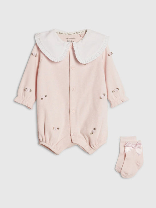 River Island Pink Collared Romperset image 1