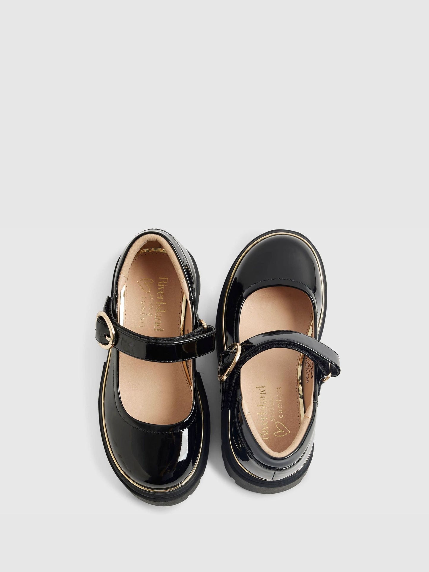 River Island Black Patent Platform Mary Jane School Shoes image 3