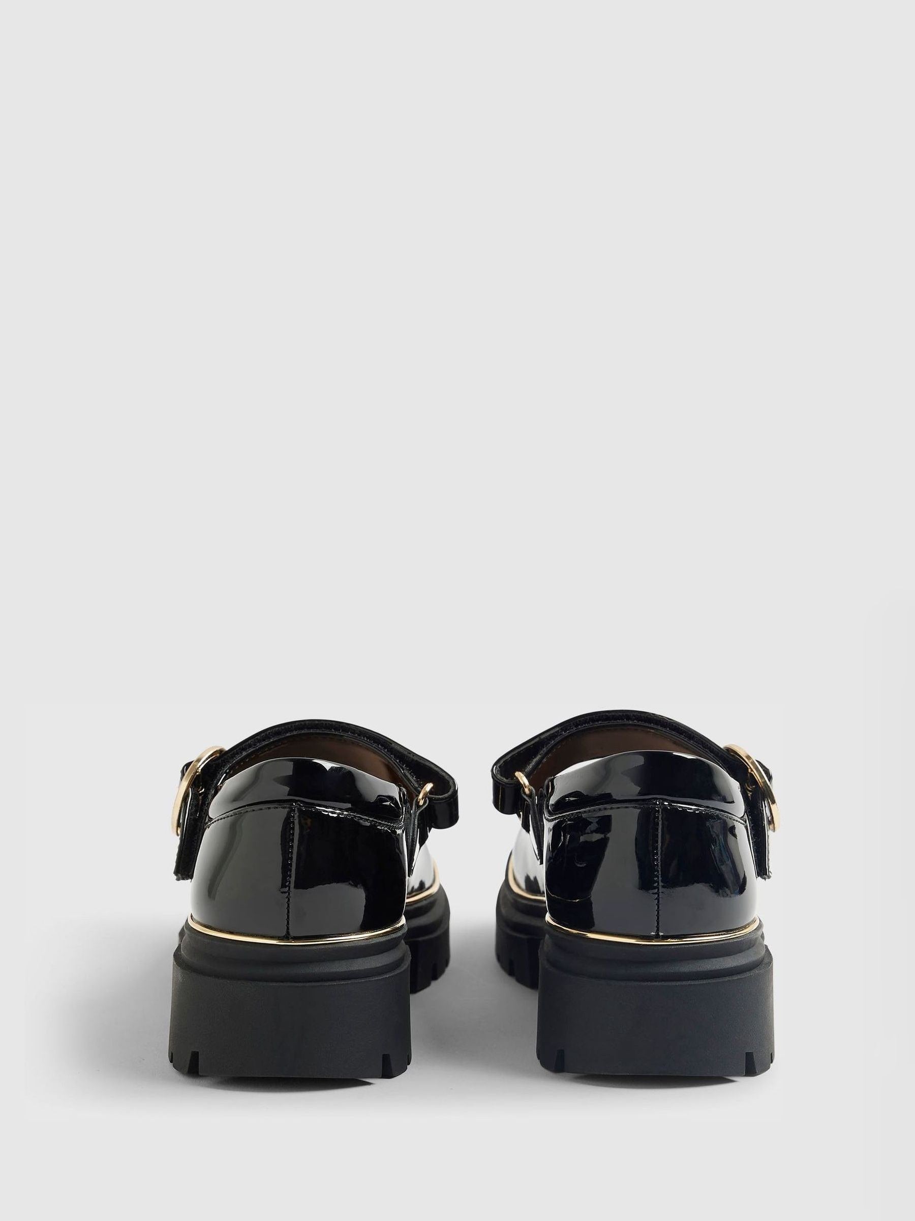 River Island Black Patent Platform Mary Jane School Shoes image 4