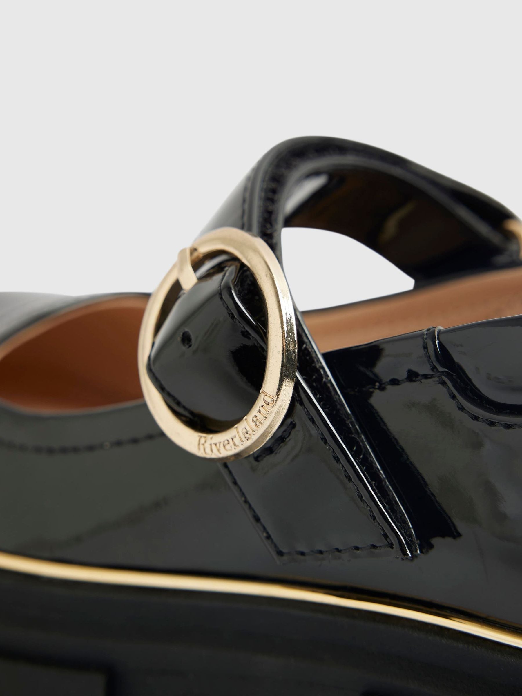 River Island Black Patent Platform Mary Jane School Shoes image 5