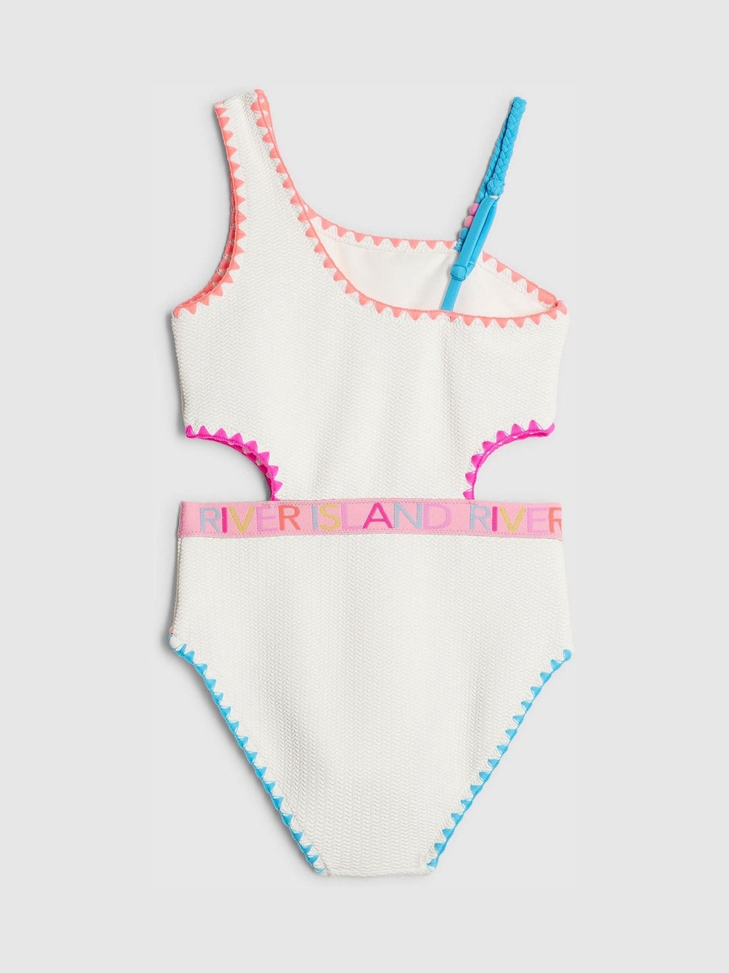 Dsiney Kidz - River Island White Asymmetric Textured Logo Swimsuit image 2