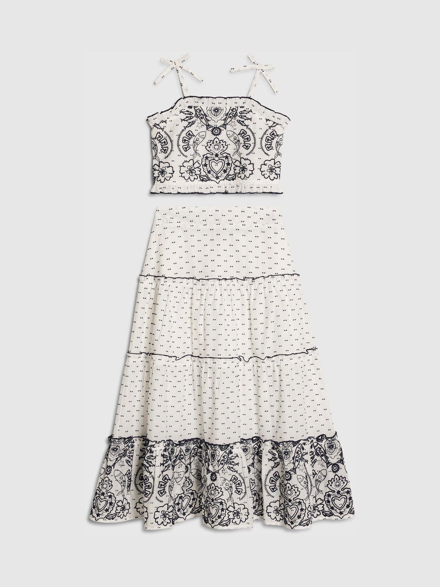 Dsiney Kidz - River Island White Mexicana Top & Maxi Skirt Set image 1