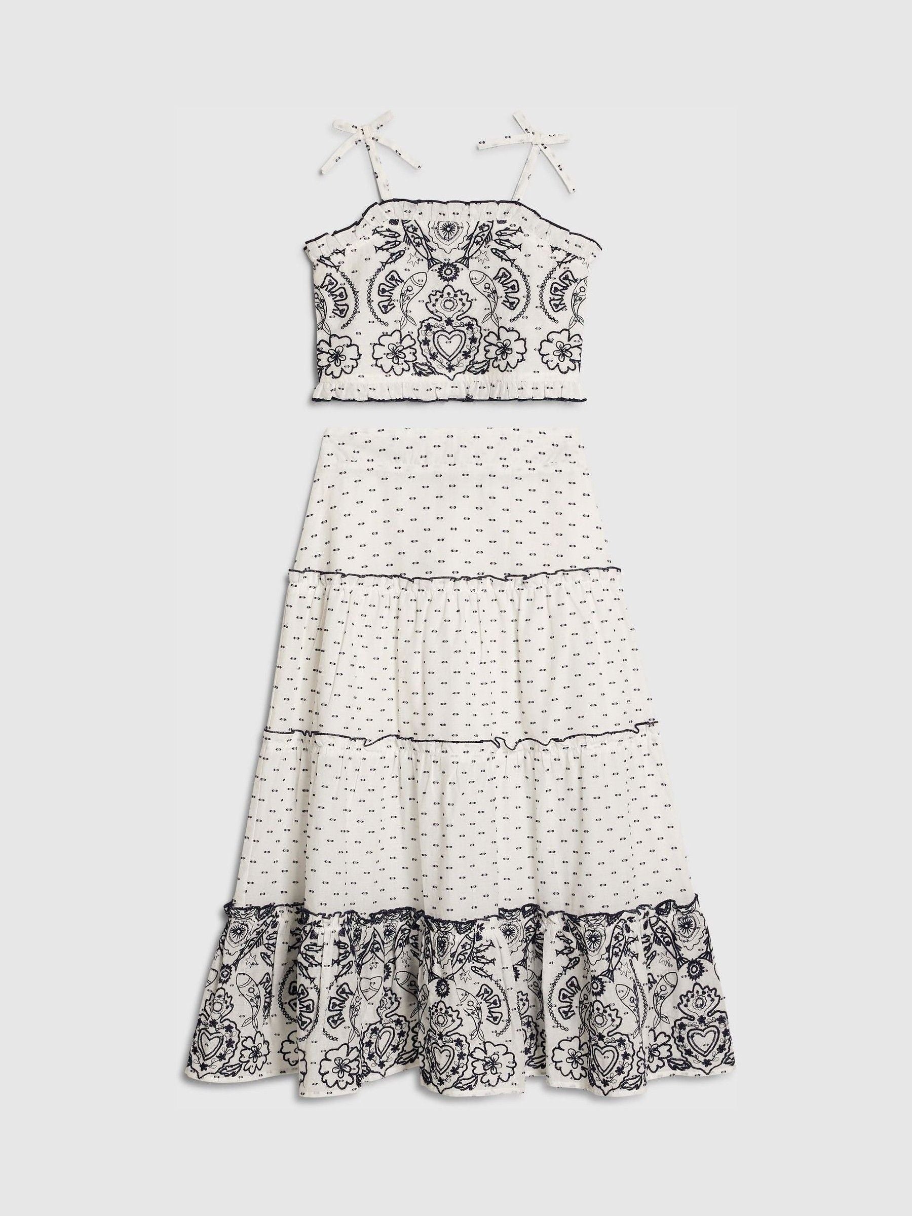 Dsiney Kidz - River Island White Mexicana Top & Maxi Skirt Set image 1