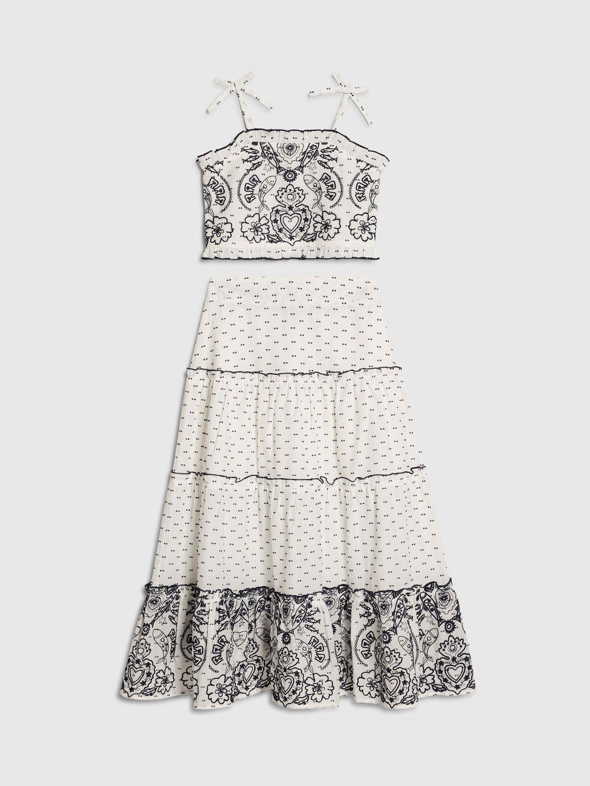Dsiney Kidz - River Island White Mexicana Top & Maxi Skirt Set image 1