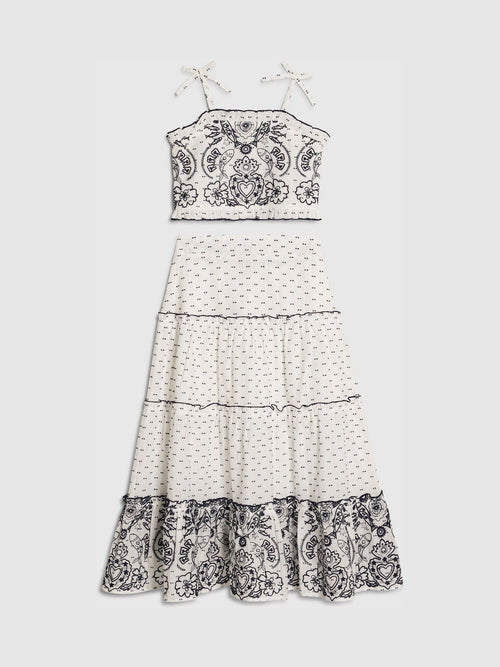 Dsiney Kidz - River Island White Mexicana Top & Maxi Skirt Set image 1