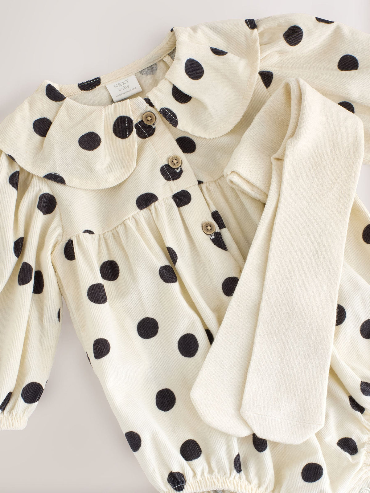 Monochrome Spot Baby Romper And Tights 2 Piece Set (0mths-2yrs) - image 5
