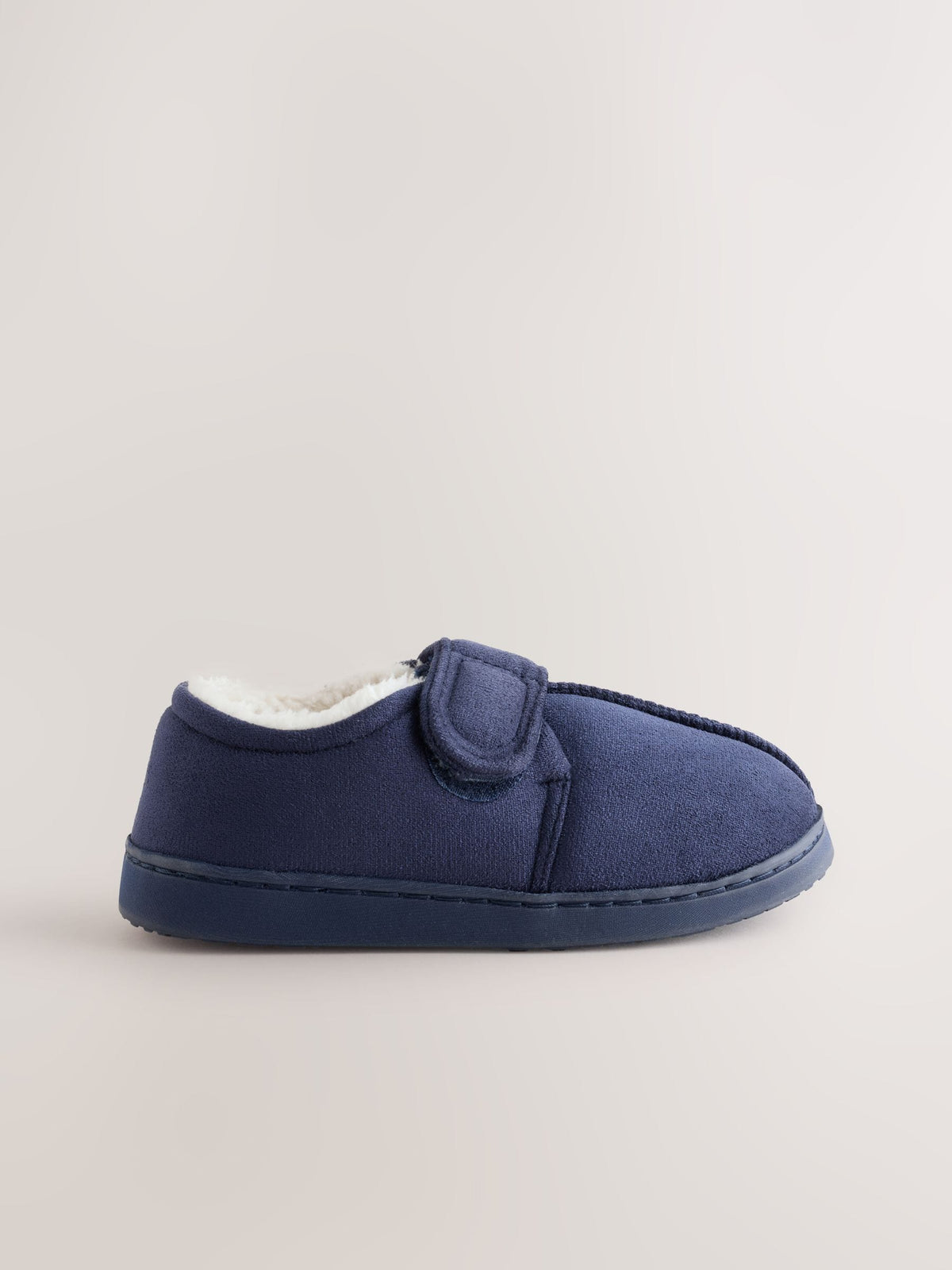Navy Warm Lined Touch Fastening Cupsole Slippers - image 2