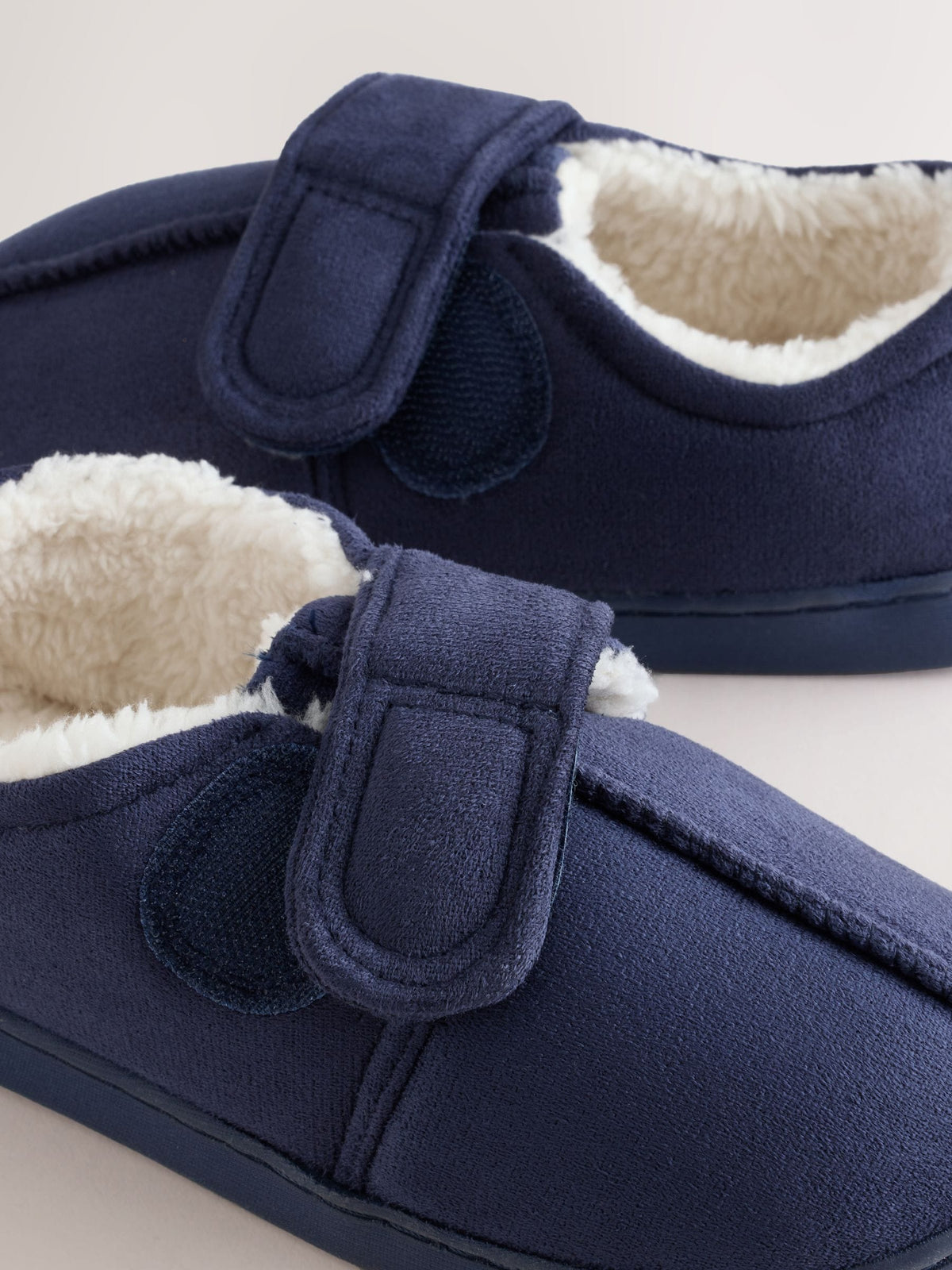 Navy Warm Lined Touch Fastening Cupsole Slippers - image 4