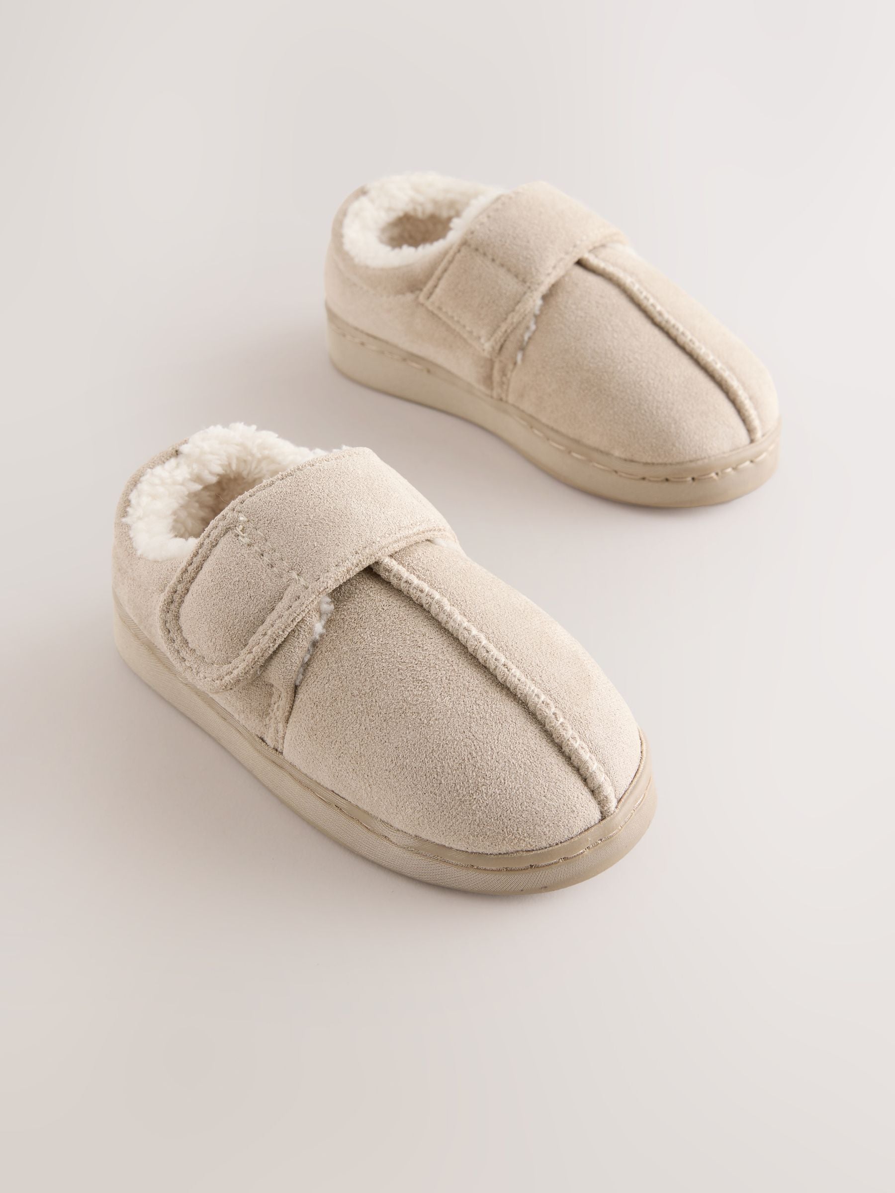 Neutral Warm Lined Touch Fastening Cupsole Slippers image 1