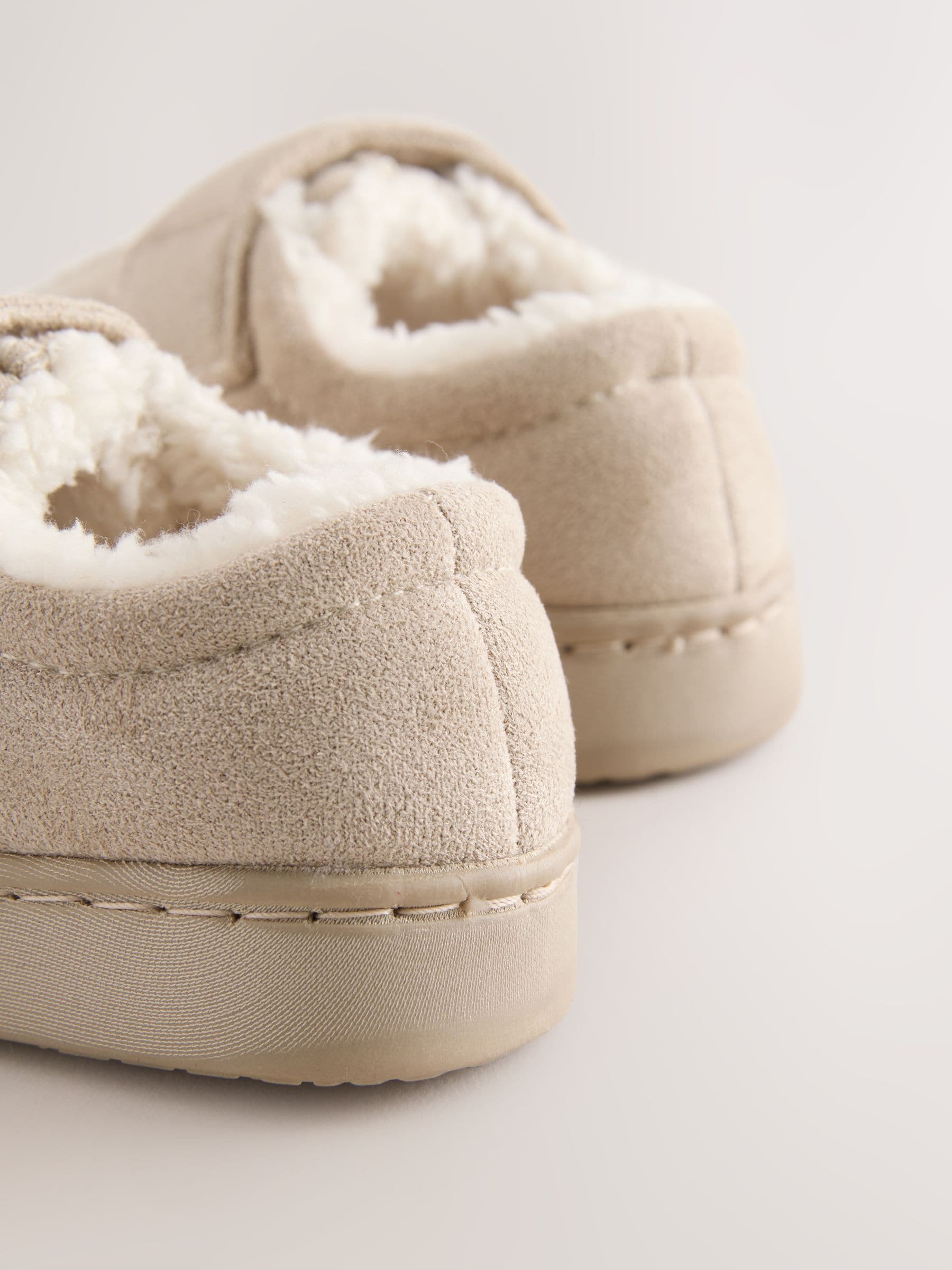 Neutral Warm Lined Touch Fastening Cupsole Slippers image 3