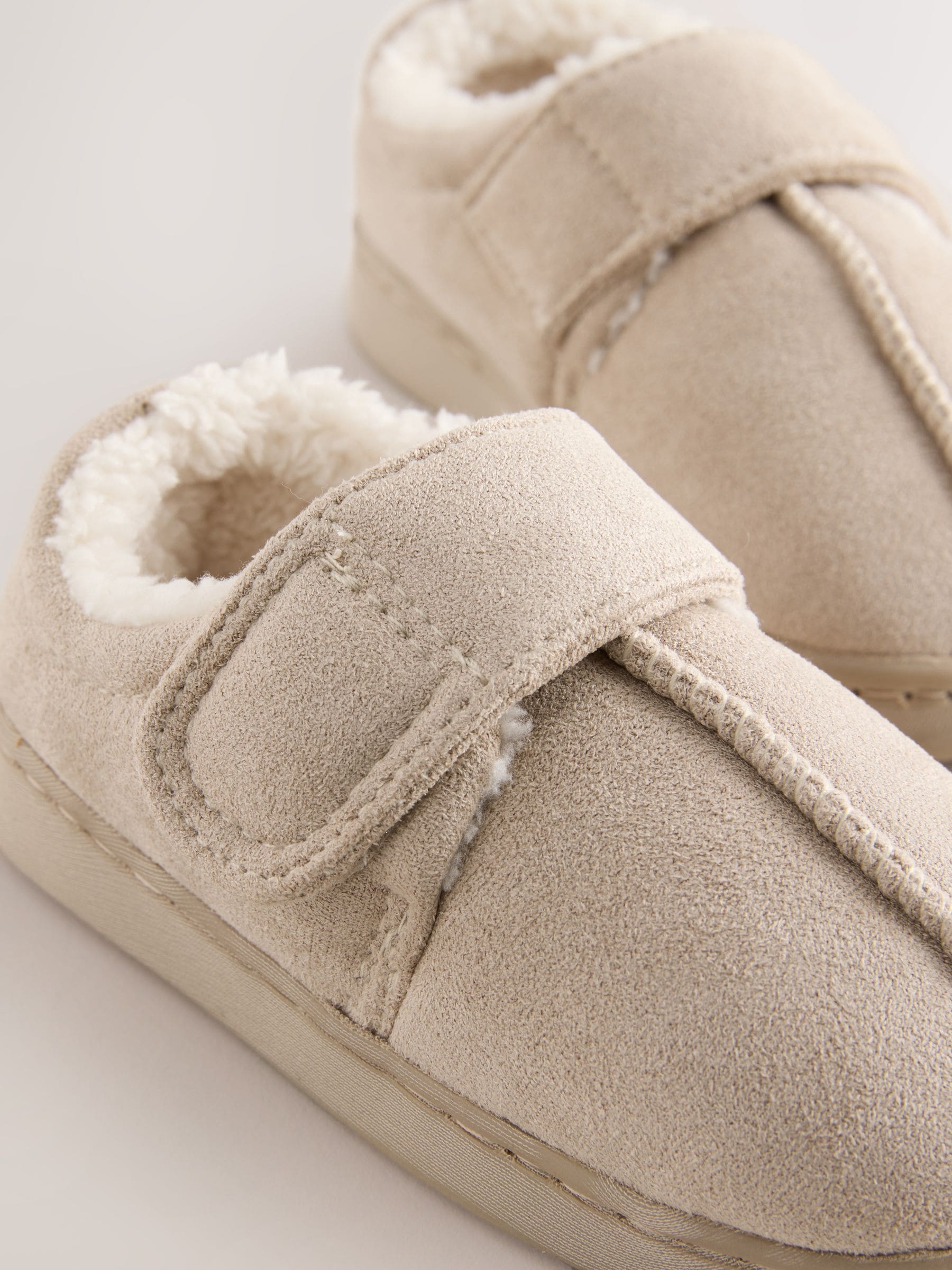 Neutral Warm Lined Touch Fastening Cupsole Slippers image 4