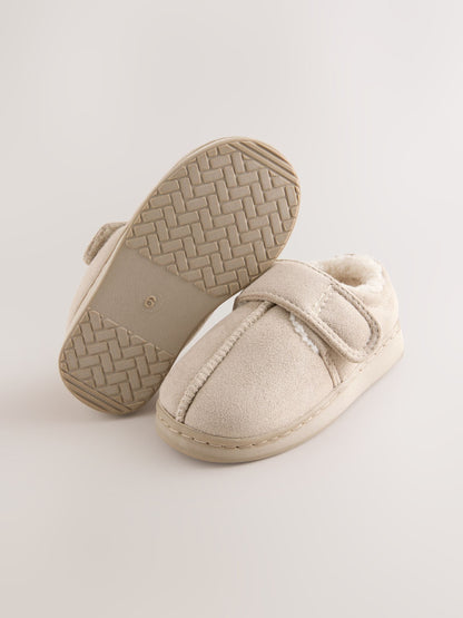 Neutral Warm Lined Touch Fastening Cupsole Slippers image 5