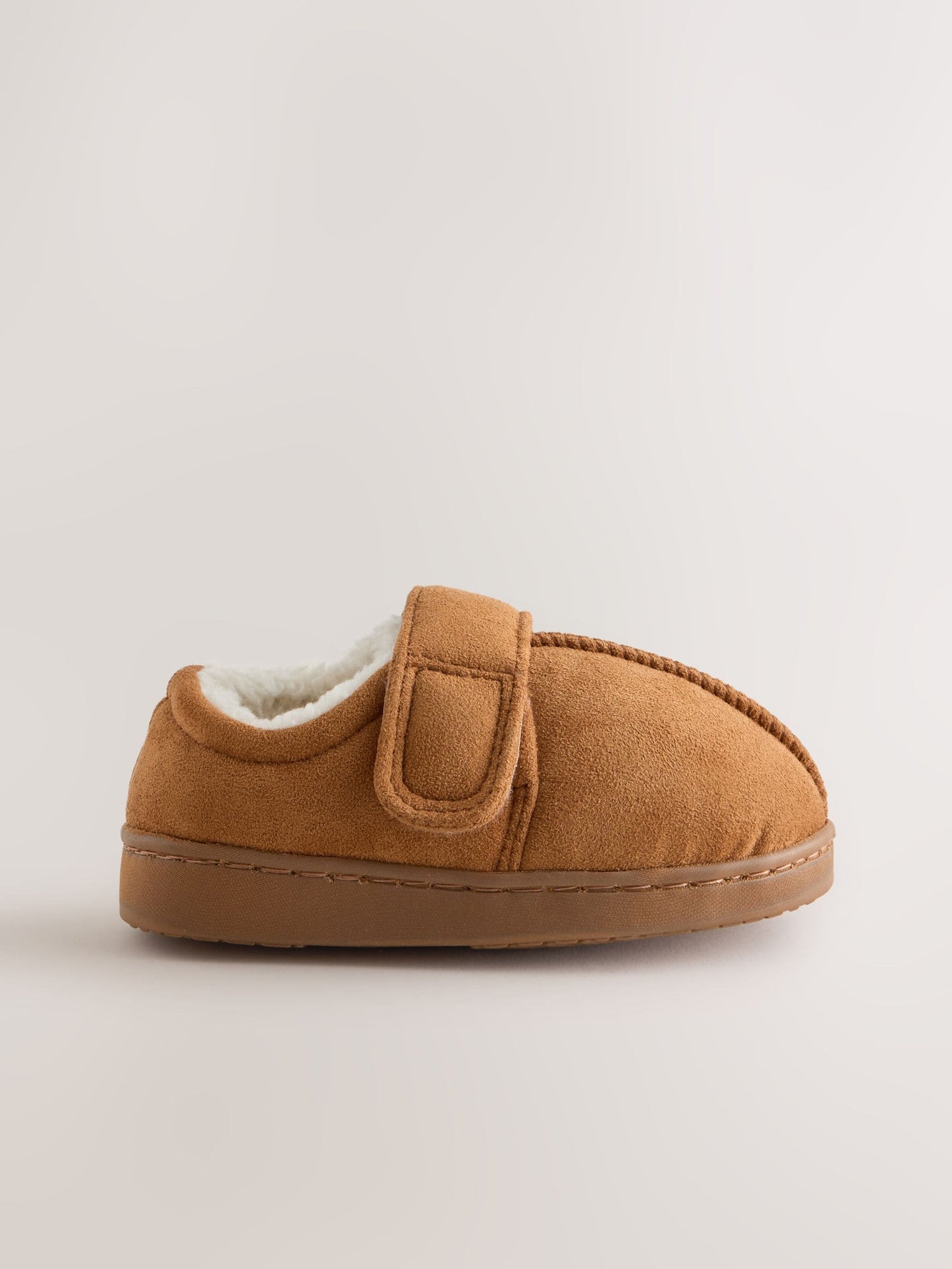 Tan Brown Warm Lined Touch Fastening Cupsole Slippers image 2