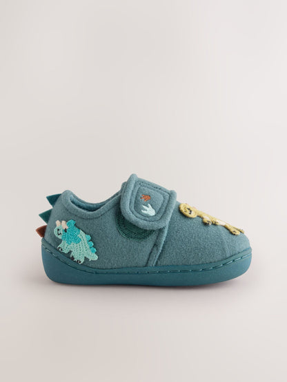 Dsiney Kidz - Teal Dino Touch Fastening Cupsole Slippers image 2