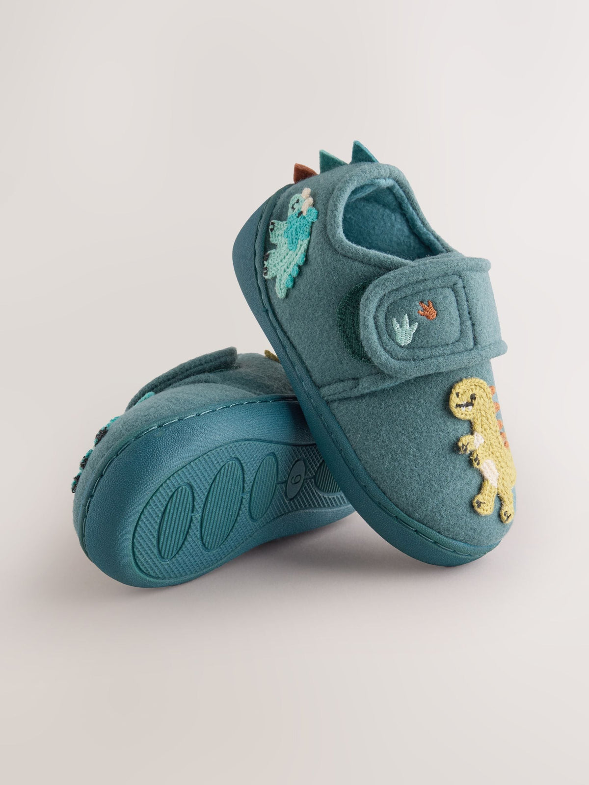 Dsiney Kidz - Teal Dino Touch Fastening Cupsole Slippers image 3