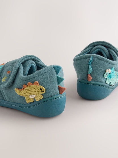 Dsiney Kidz - Teal Dino Touch Fastening Cupsole Slippers image 5