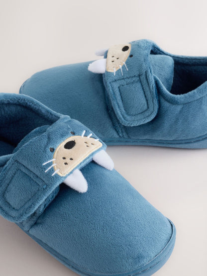 Dsiney Kidz - Blue Walrus Touch Fastening Cupsole Slippers image 5