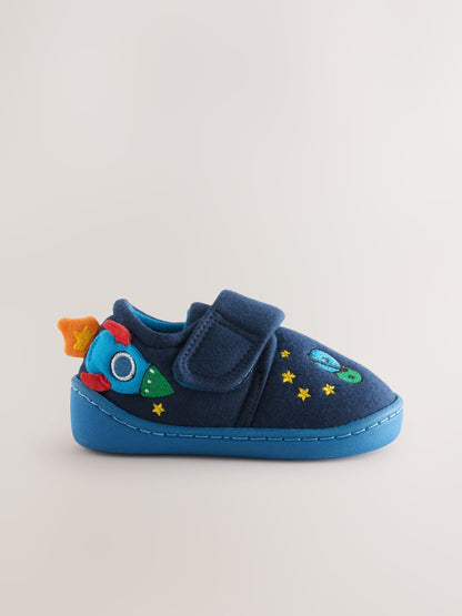 Navy Blue Rocket Touch Fastening Cupsole Slippers image 2