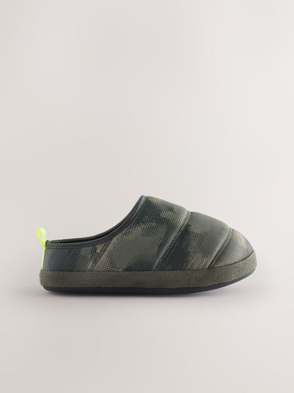 Khaki Camo Warm Lined Slipper Mules image 2