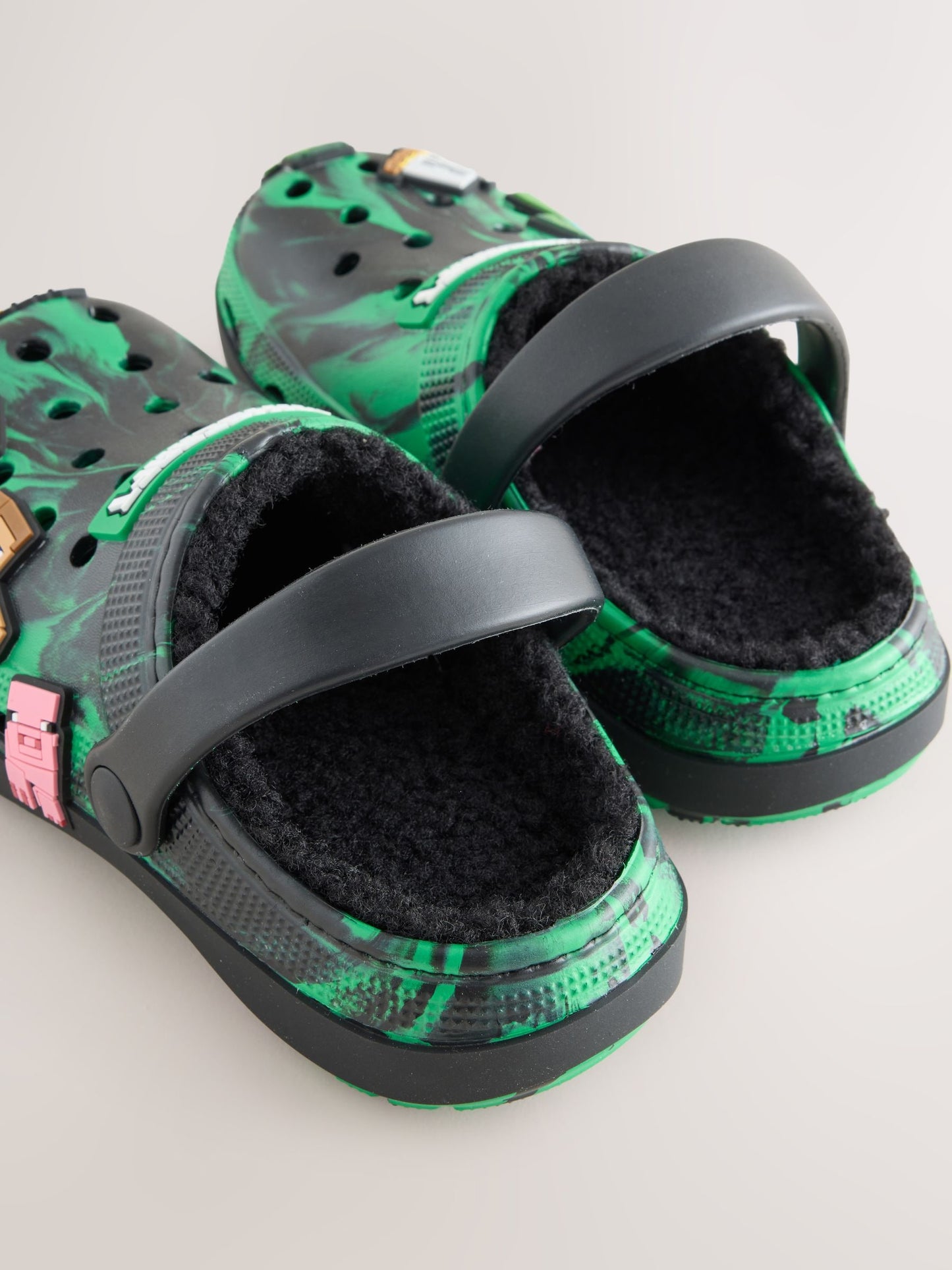 Black/Green Minecraft Warm Lined Slipper Clogs image 3