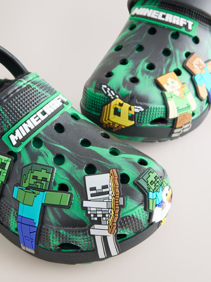 Black/Green Minecraft Warm Lined Slipper Clogs image 4