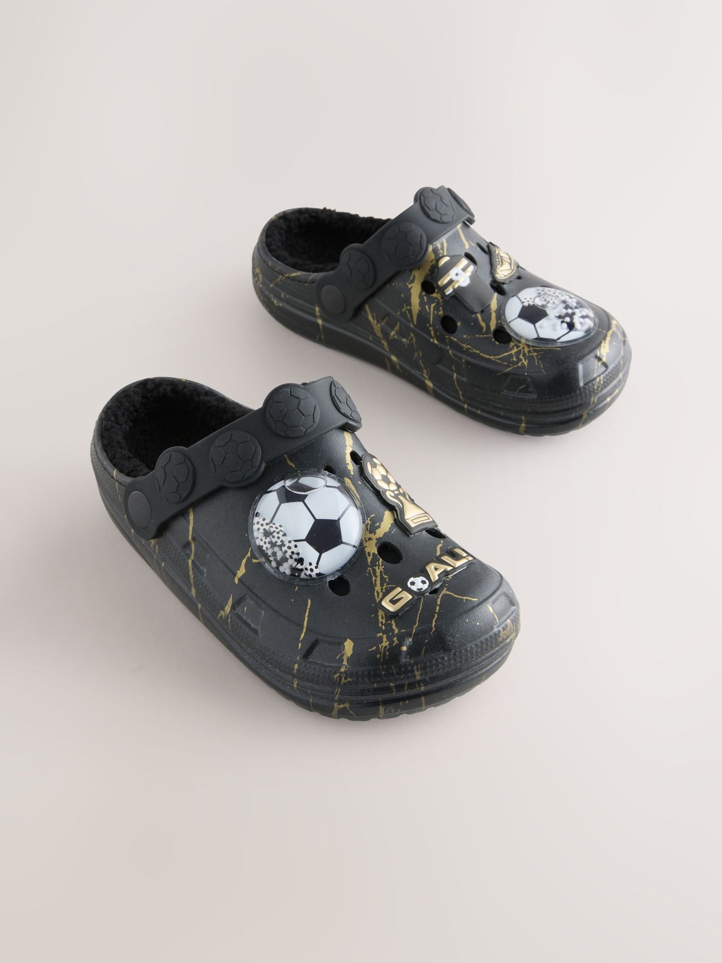 Black Football Warm Lined Slipper Clogs image 1