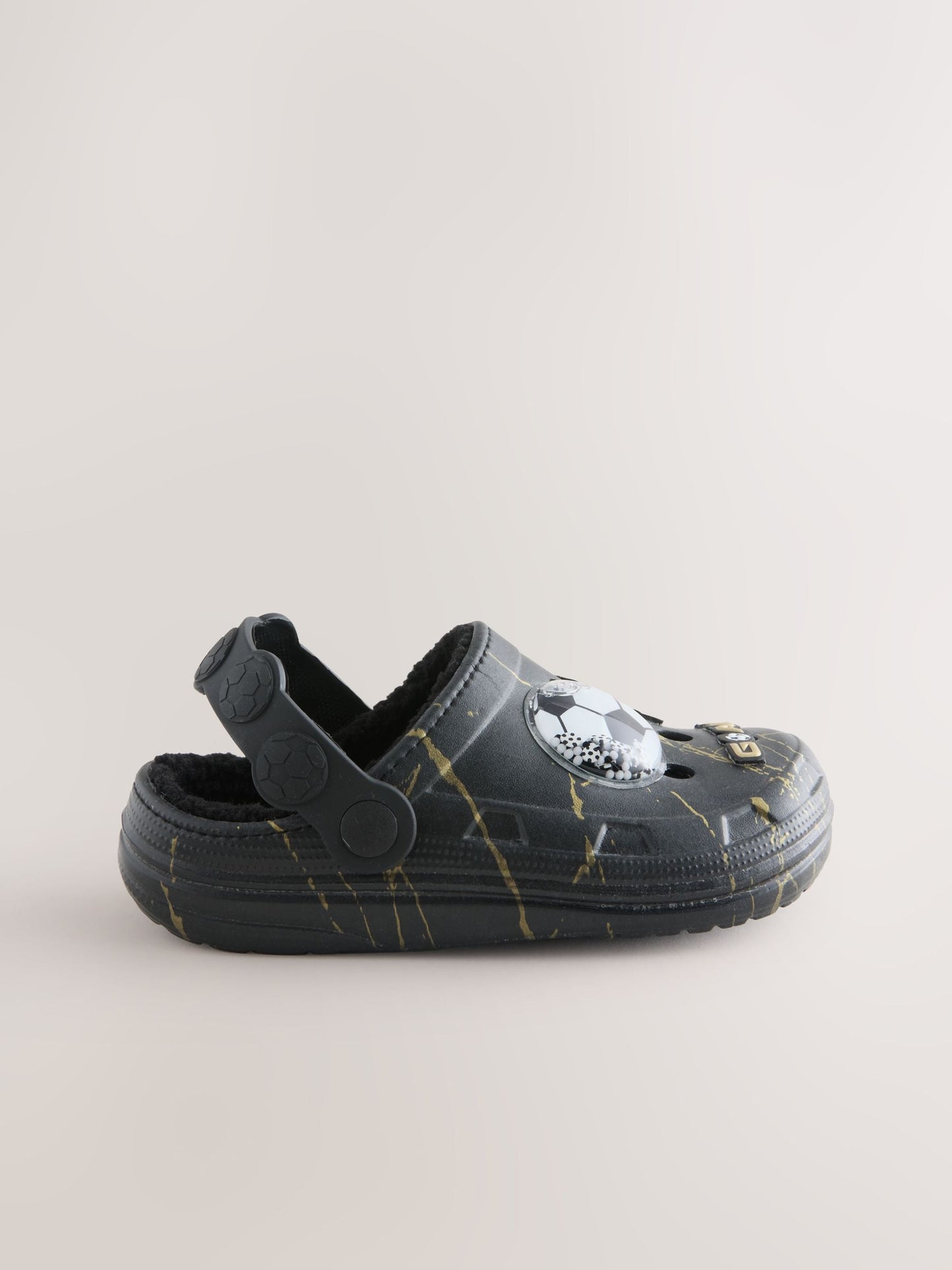 Black Football Warm Lined Slipper Clogs image 2