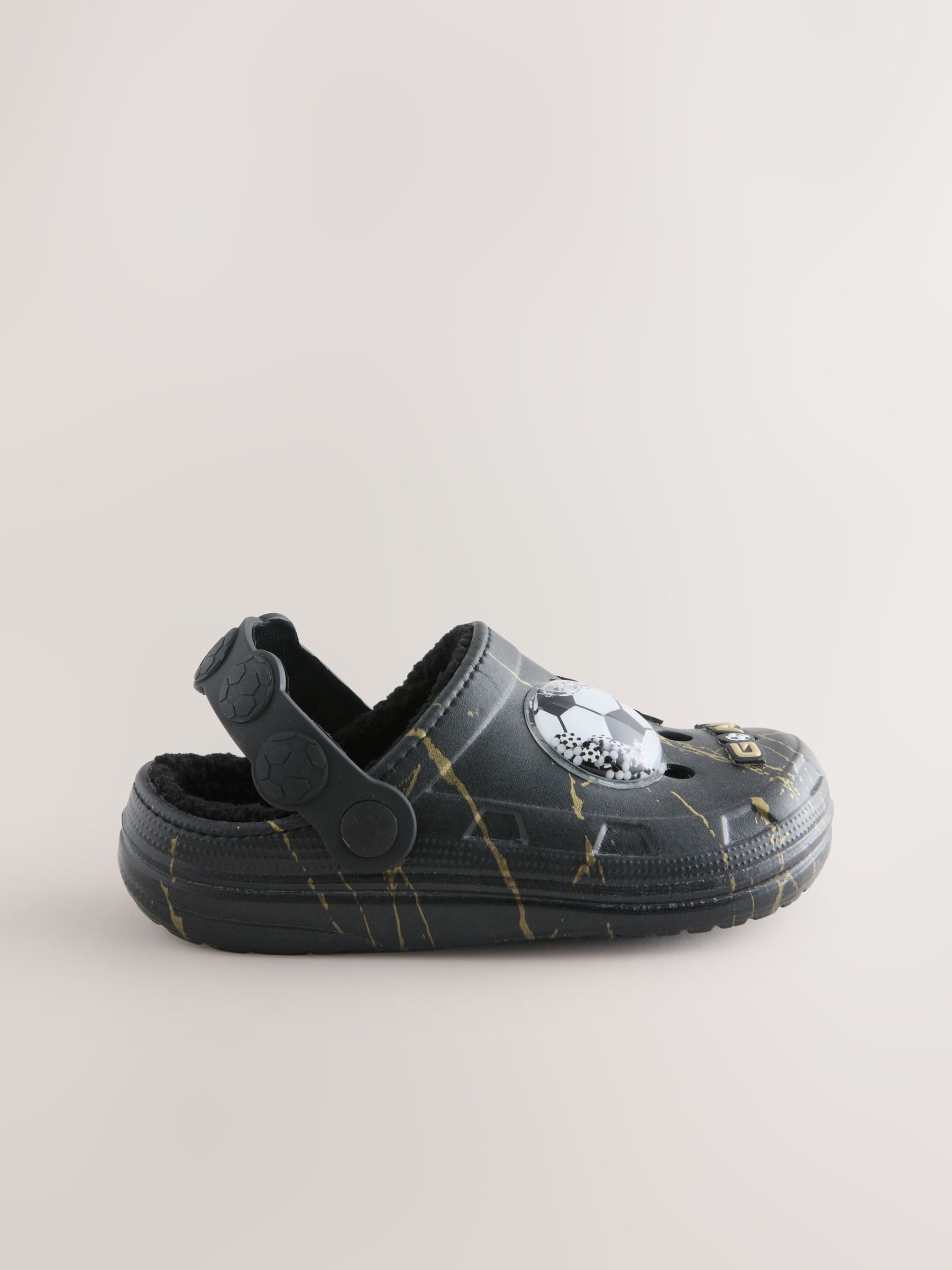Black Football Warm Lined Slipper Clogs image 2