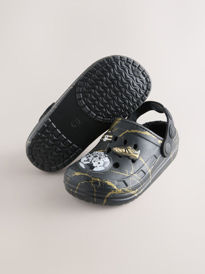 Black Football Warm Lined Slipper Clogs image 3