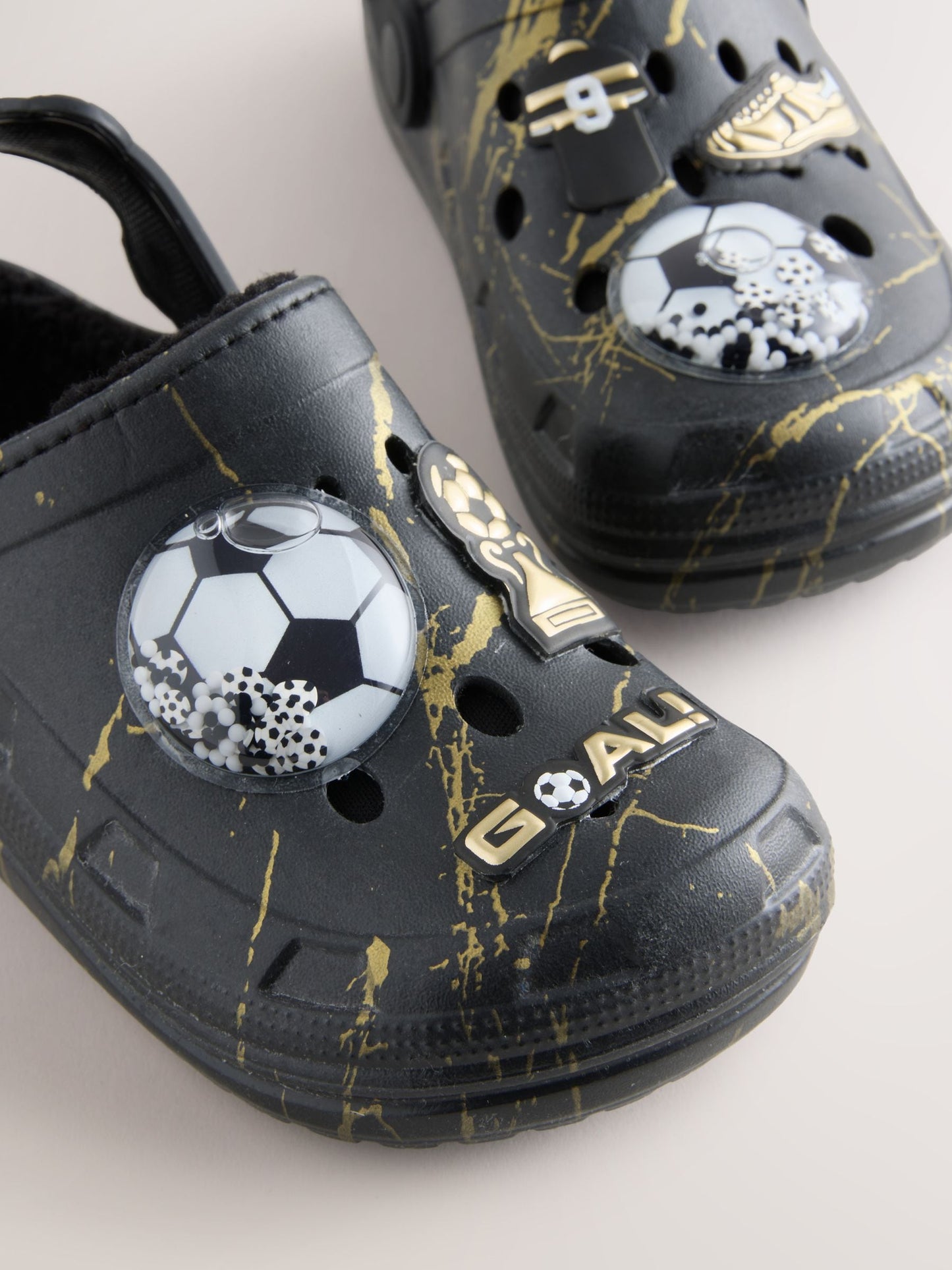 Black Football Warm Lined Slipper Clogs image 4