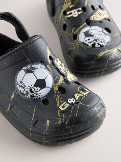 Black Football Warm Lined Slipper Clogs image 4