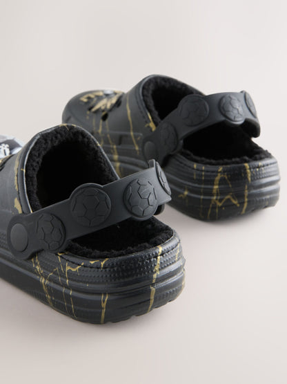 Black Football Warm Lined Slipper Clogs image 5