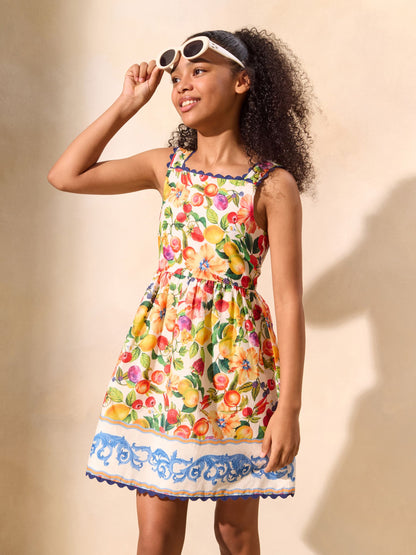 Dsiney Kidz - Lipsy Orange Fruit Print Holiday Dress (5-16yrs) image 1