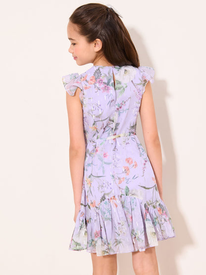 Dsiney Kidz - Lipsy Lilac Purple Chiffon Occasion Dress (5-16yrs) image 4