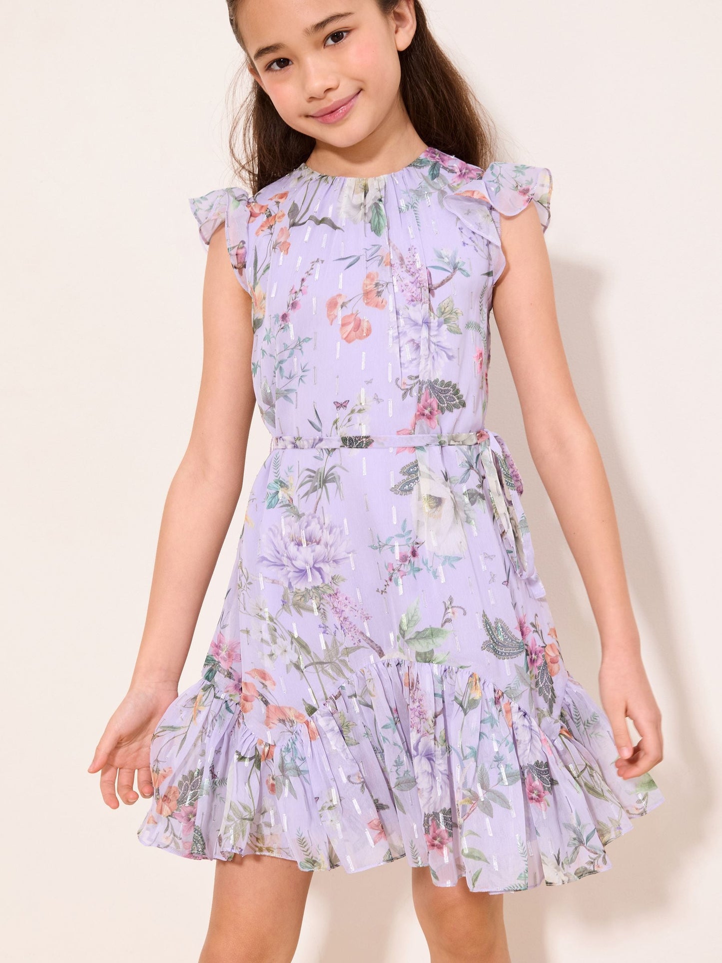 Dsiney Kidz - Lipsy Lilac Purple Chiffon Occasion Dress (5-16yrs) image 1