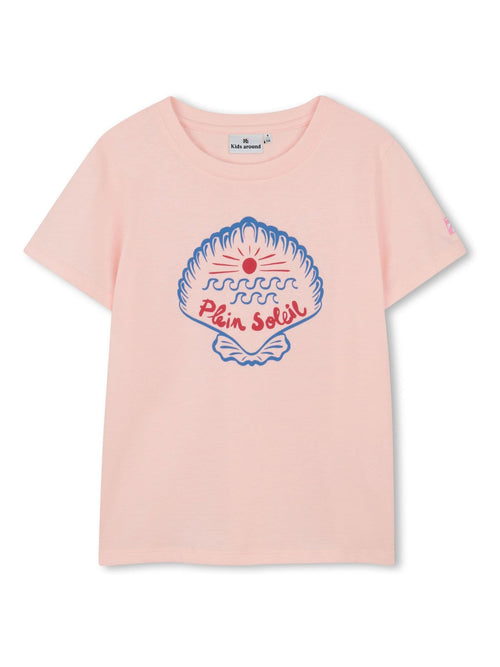 Kids Around Pink Shell Slogan Summer Graphic Print Short Sleeve T-Shirt image 1
