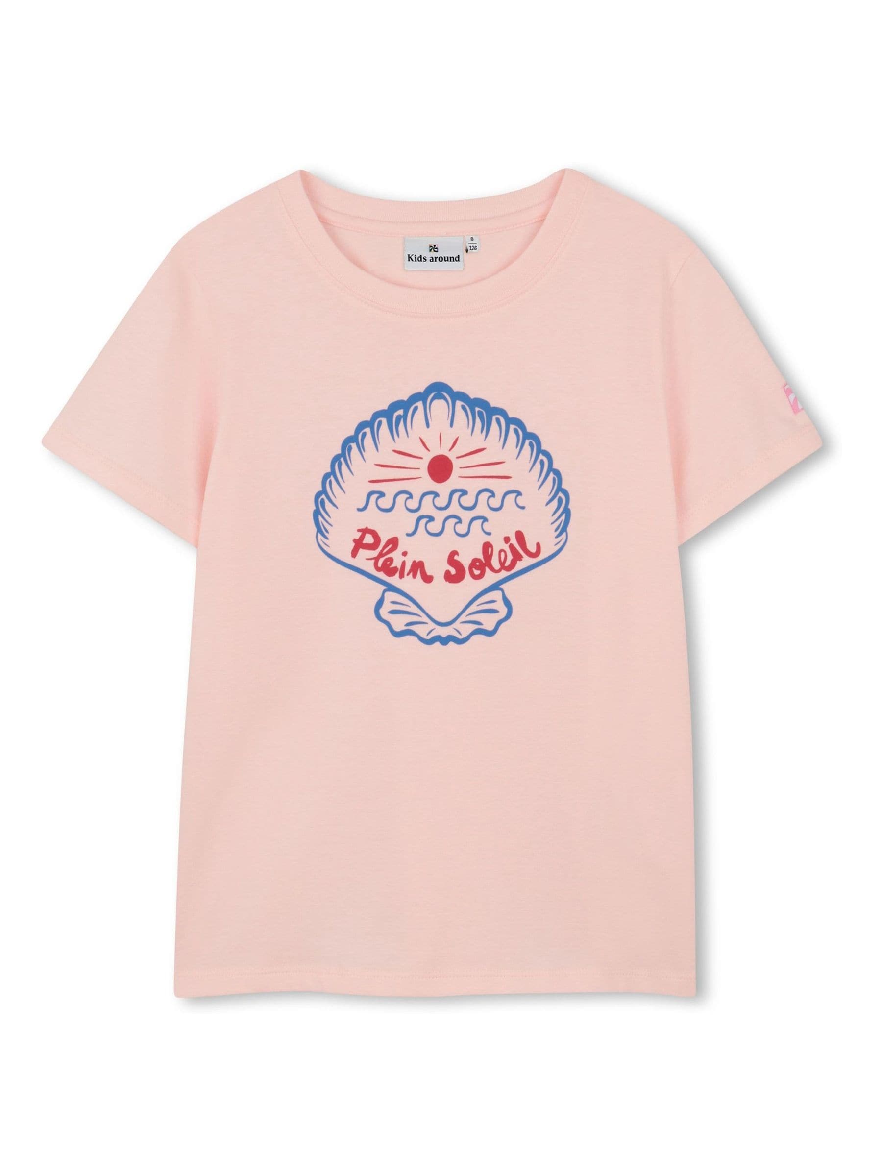Kids Around Pink Shell Slogan Summer Graphic Print Short Sleeve T-Shirt image 1