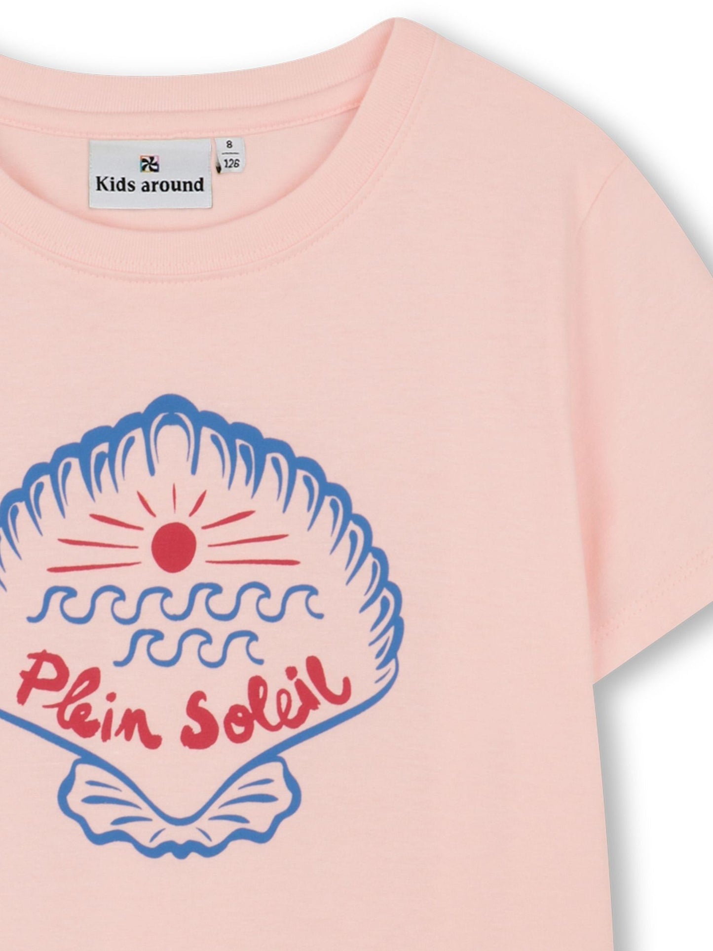 Kids Around Pink Shell Slogan Summer Graphic Print Short Sleeve T-Shirt image 3
