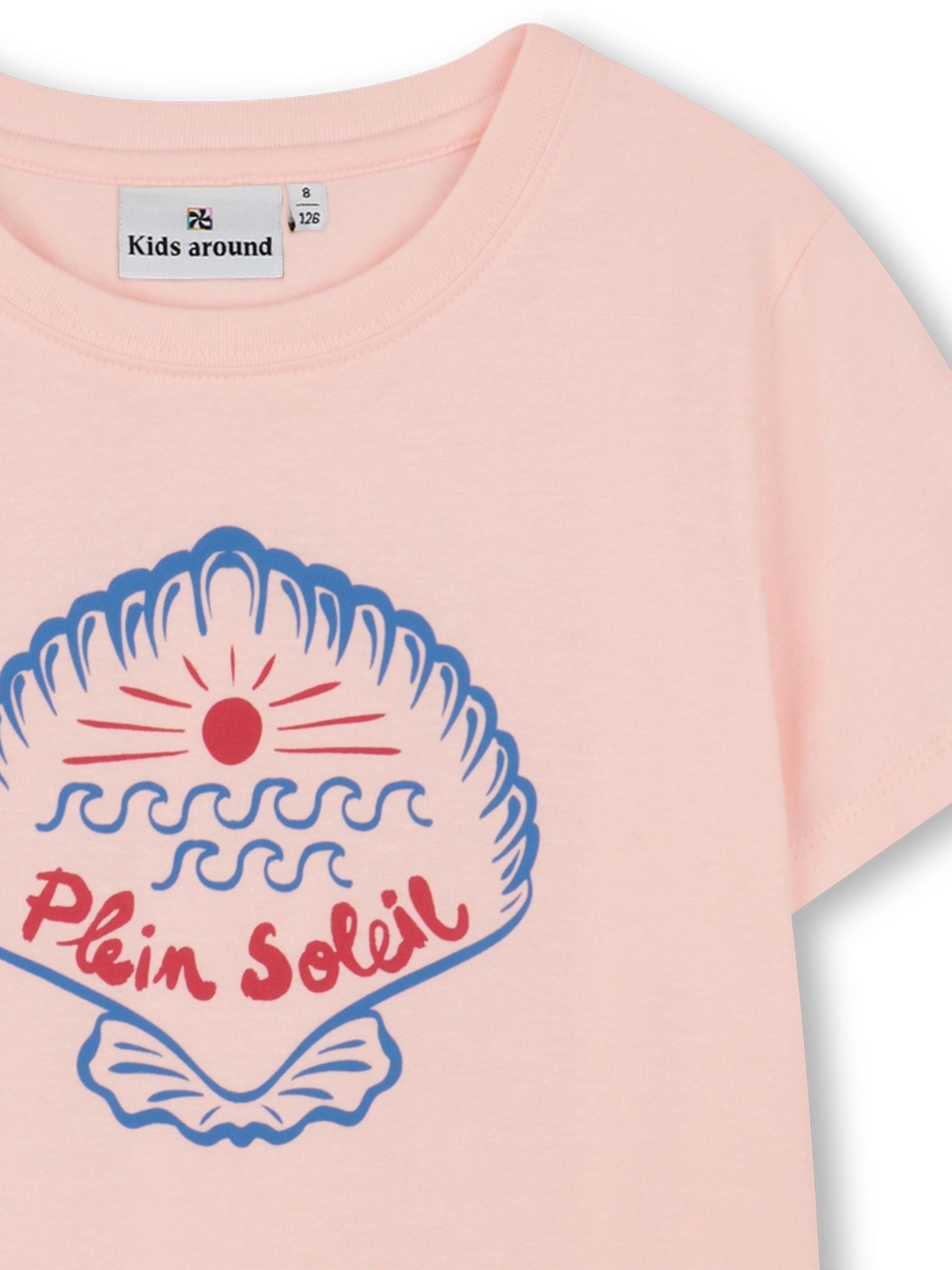 Kids Around Pink Shell Slogan Summer Graphic Print Short Sleeve T-Shirt image 3