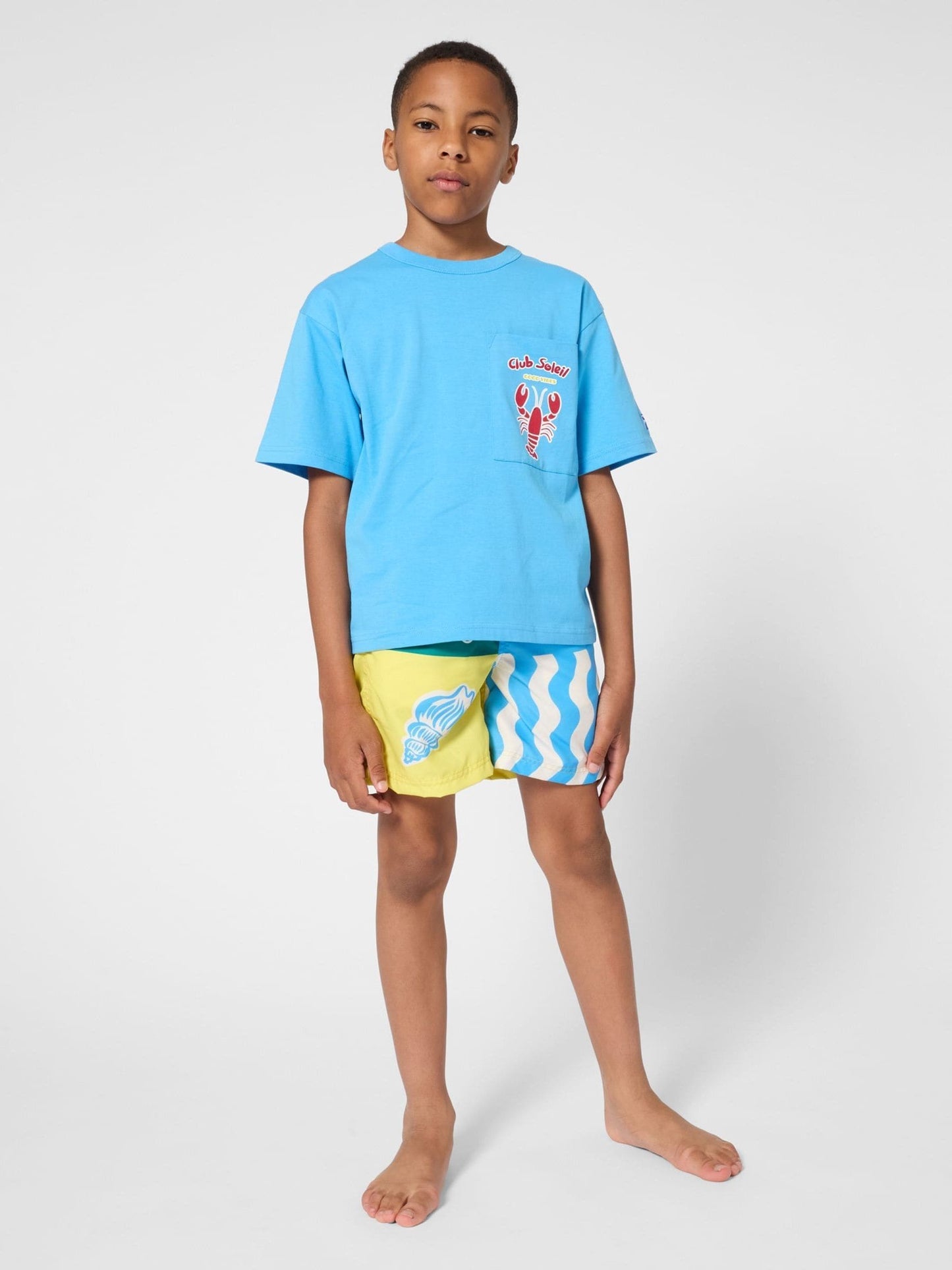 Kids Around Blue Lobster Summer Back Graphic Short Sleeve T-Shirt image 1