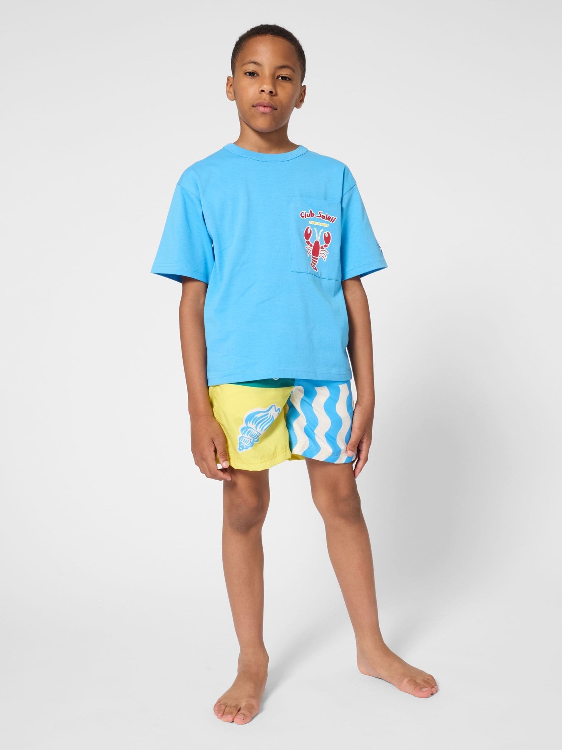 Kids Around Blue Lobster Summer Back Graphic Short Sleeve T-Shirt image 1