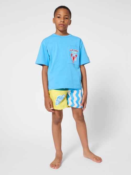 Kids Around Blue Lobster Summer Back Graphic Short Sleeve T-Shirt image 1