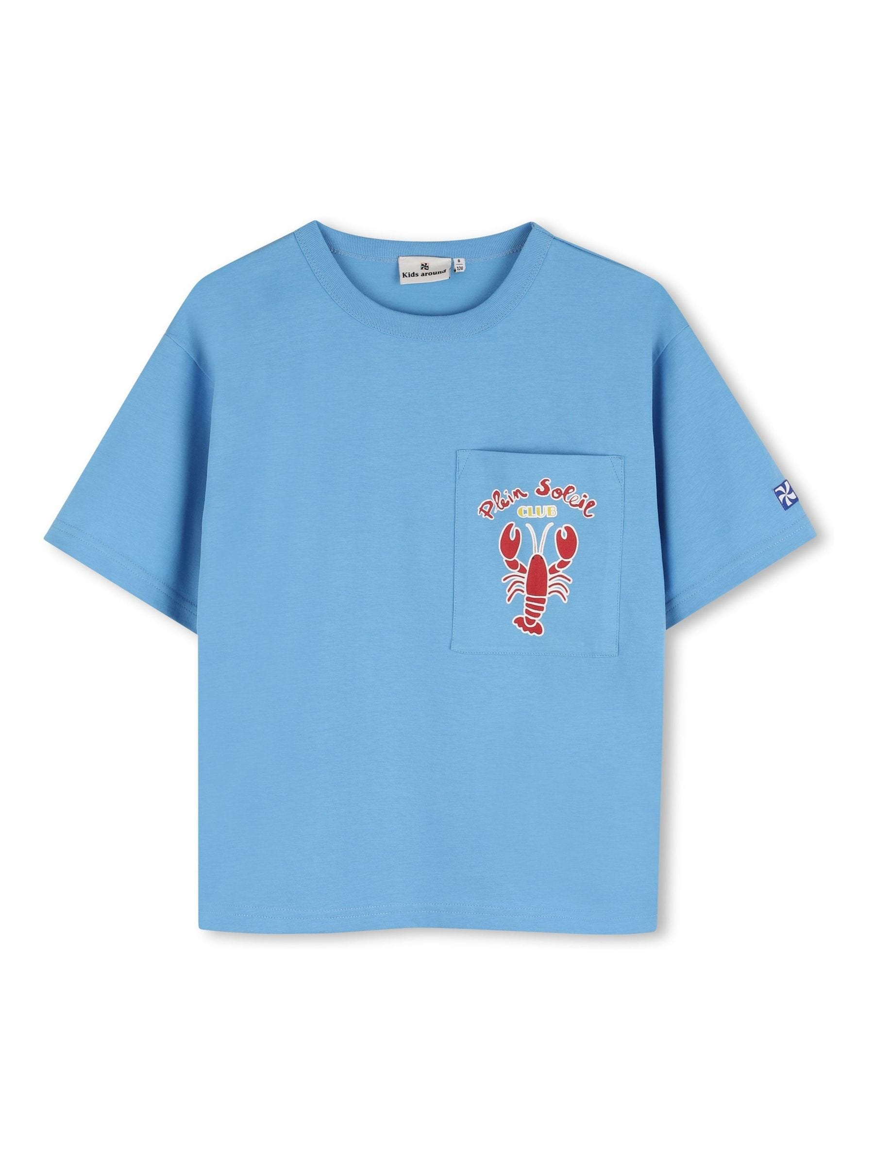 Kids Around Blue Lobster Summer Back Graphic Short Sleeve T-Shirt image 2