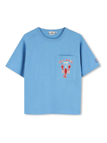Kids Around Blue Lobster Summer Back Graphic Short Sleeve T-Shirt image 2