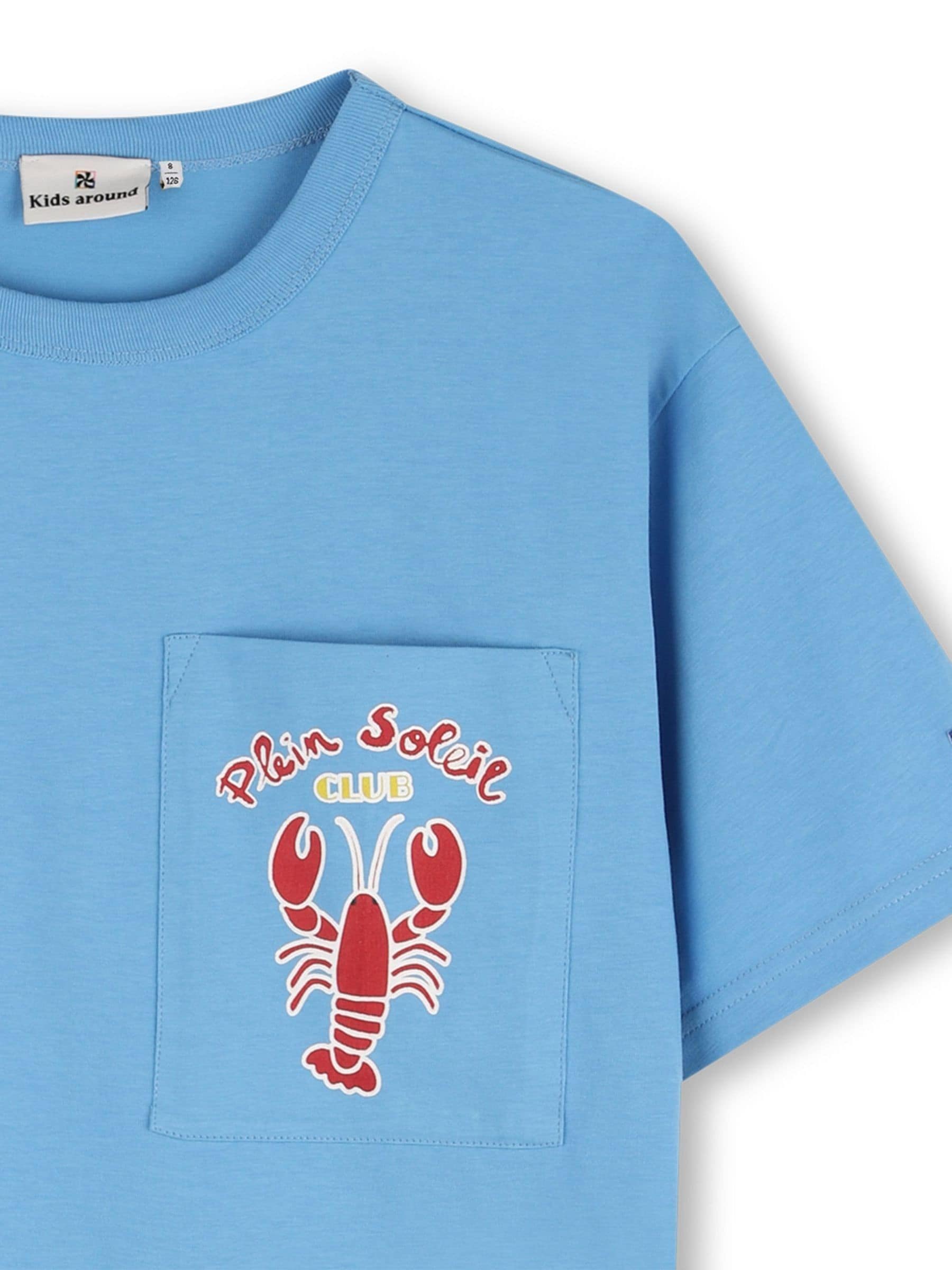 Kids Around Blue Lobster Summer Back Graphic Short Sleeve T-Shirt image 4