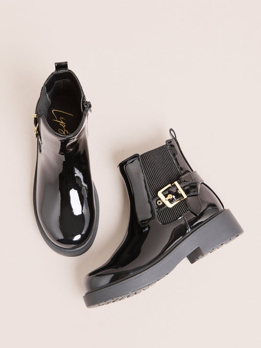 Dsiney Kidz - Lipsy Black Faux Leather Patent Chelsea Buckle Ankle Boots image 2