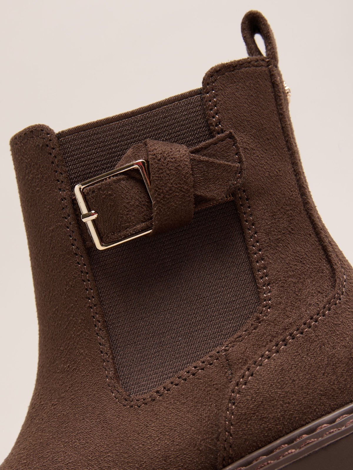 Dsiney Kidz - Lipsy Chocolate Brown Faux Suede Elasticated Gusset Buckle Chelsea Ankle Boots image 3