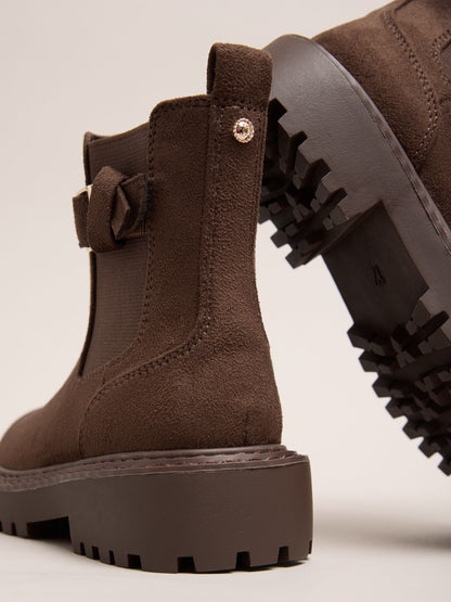 Dsiney Kidz - Lipsy Chocolate Brown Faux Suede Elasticated Gusset Buckle Chelsea Ankle Boots image 4