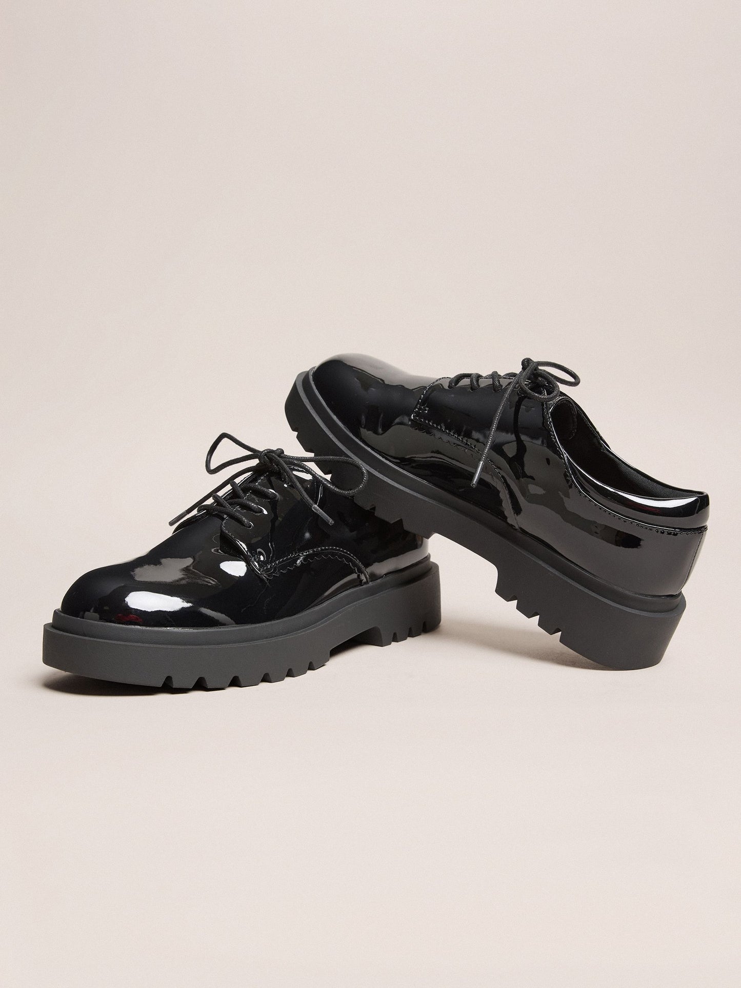 Lipsy Black Patent Chunky Lace Up School Shoes image 5