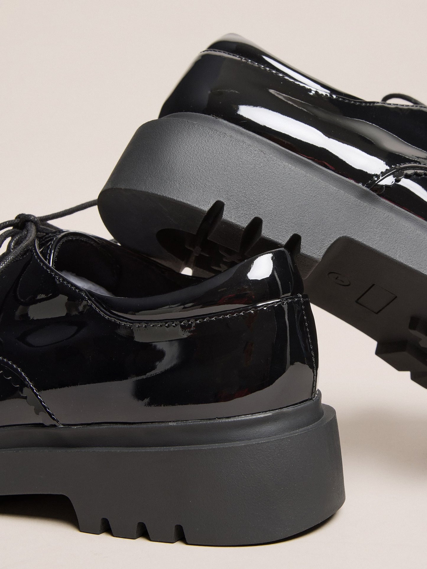 Lipsy Black Patent Chunky Lace Up School Shoes image 6